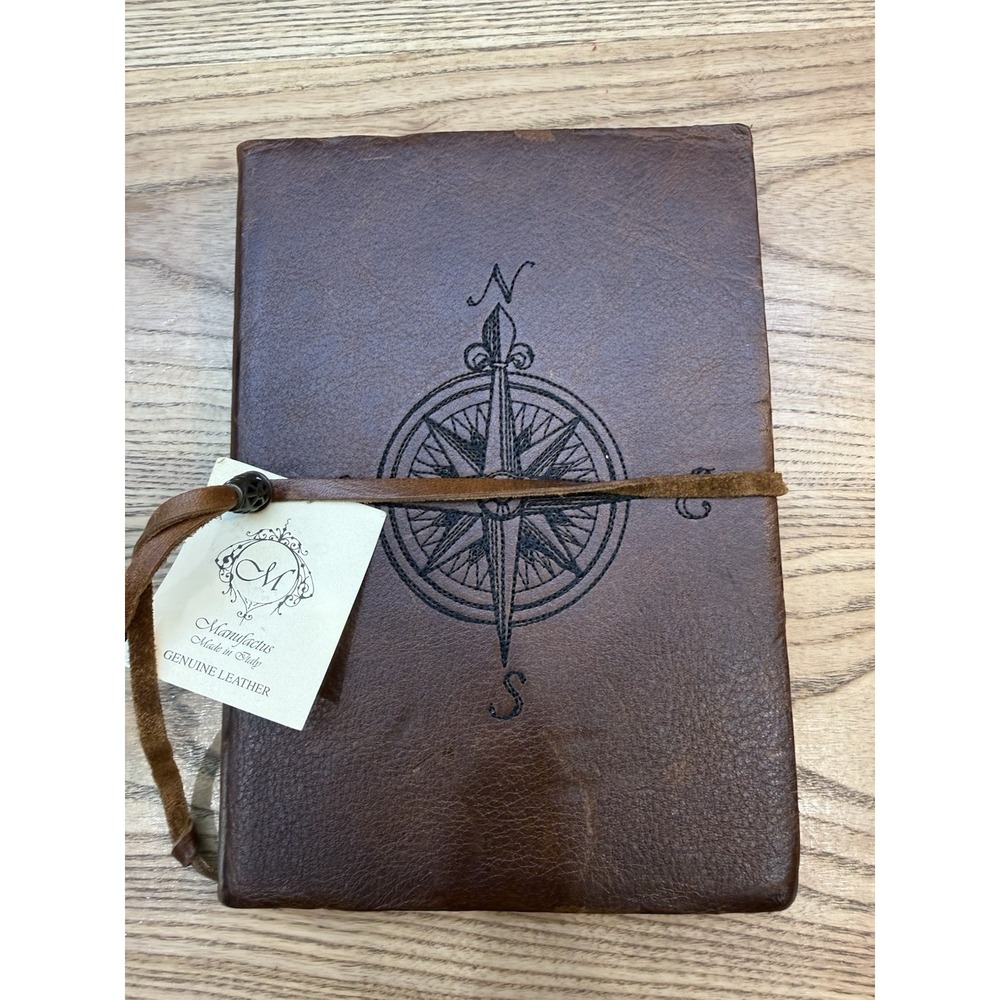 Manufactus Journal Diary Italian Italy pebble leather embossed compass rose NEW
